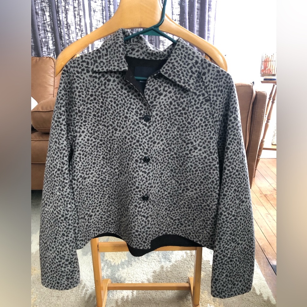 Massimo Dutti Wool Blend Animal Print Short Coat Size Medium New Without Tags! - Picture 3 of 16